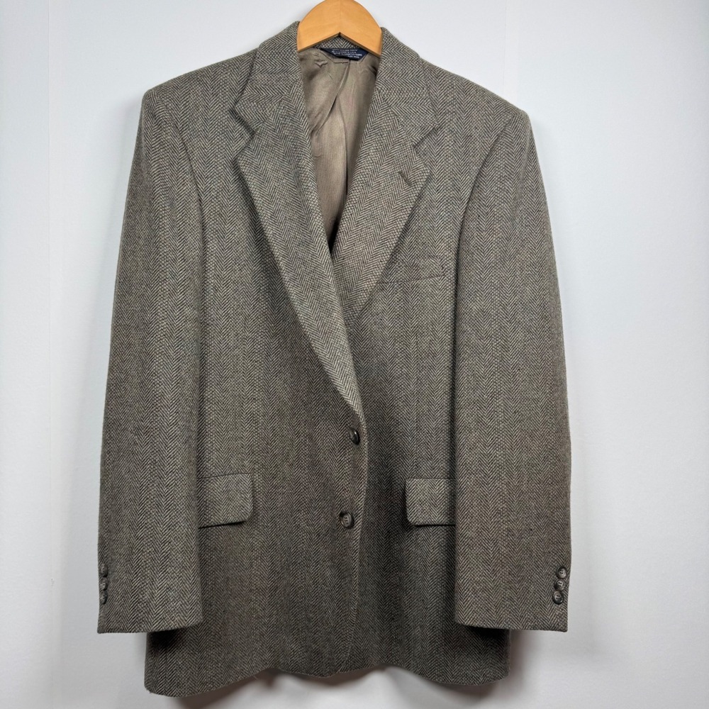 Kuppenheimer Sterling Hunt Wool Herringbone Blazer Sport Jacket Coat 44R Brown
